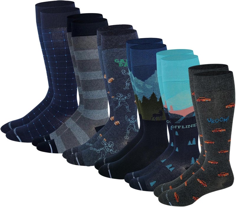 Dr Motion 6 pairs Men compression Knee High socks - Image 1